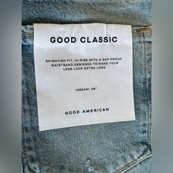 Good American Good Classic High Rise Distressed Jeans, Indigo - Size 26 - Picture 8 of 12